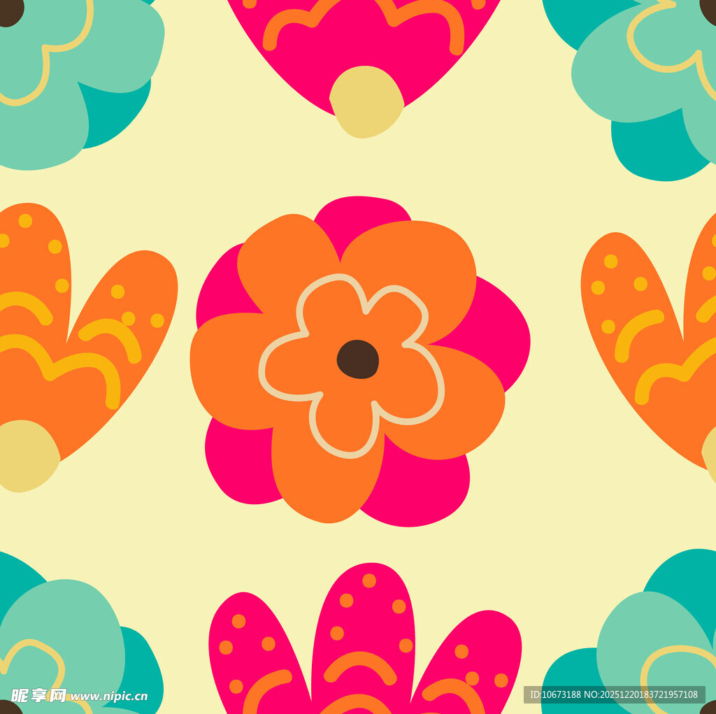 多彩花卉图案背景素材