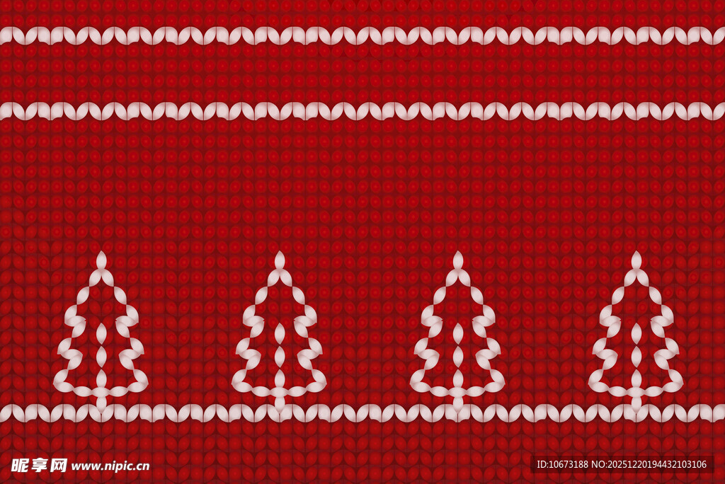 红色针织风圣诞树图案