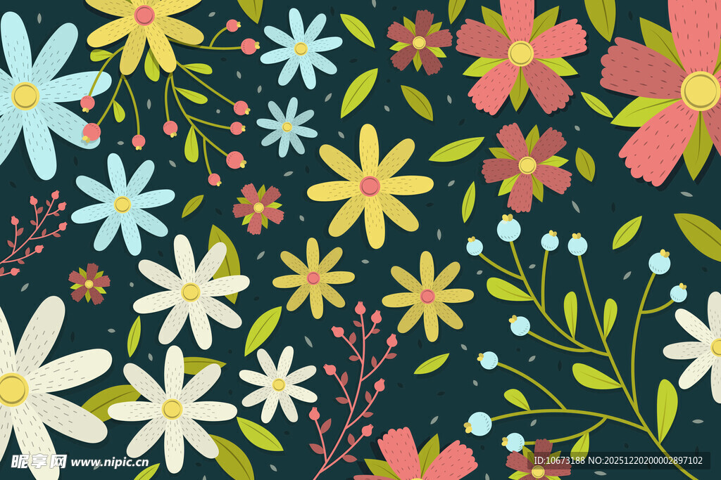 多彩花卉图案 