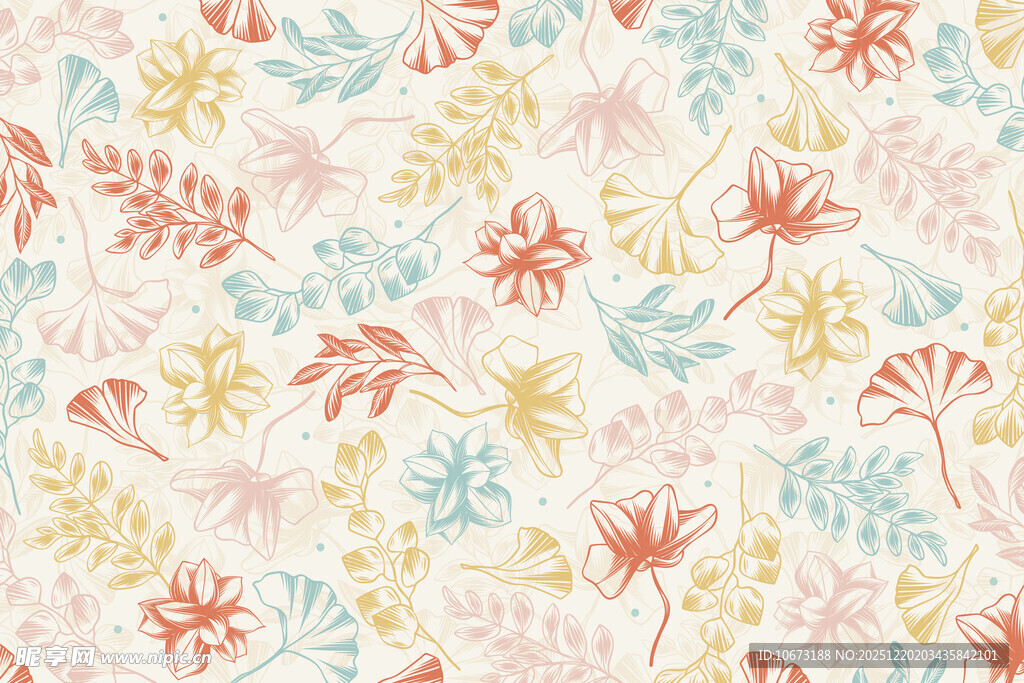 清新花卉图案背景纹理