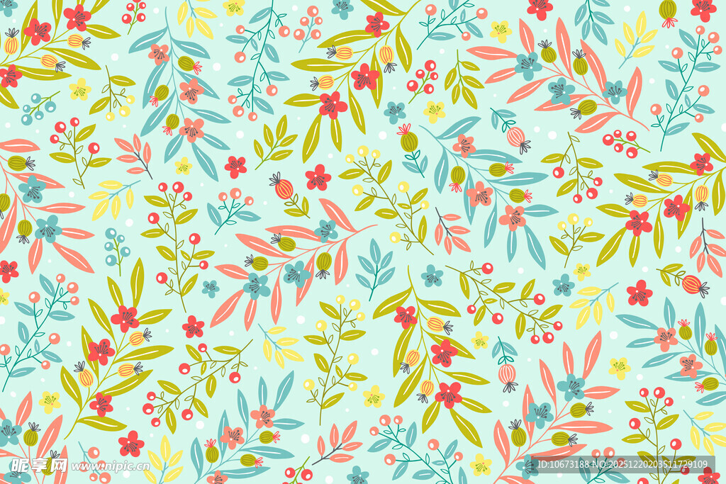 清新多彩植物花卉图案
