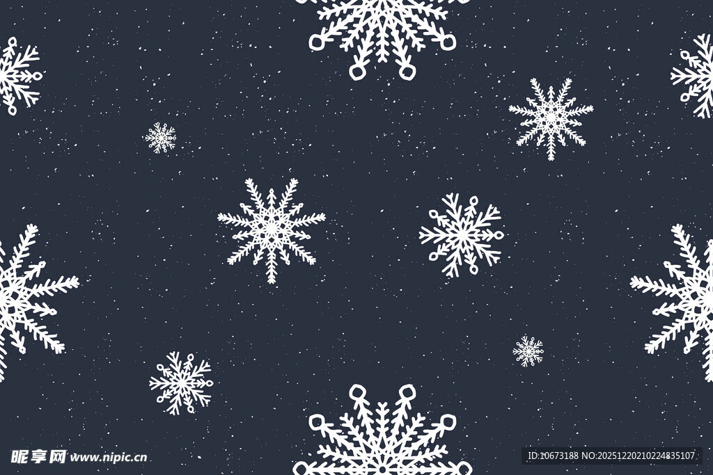 深蓝色背景上的白色雪花