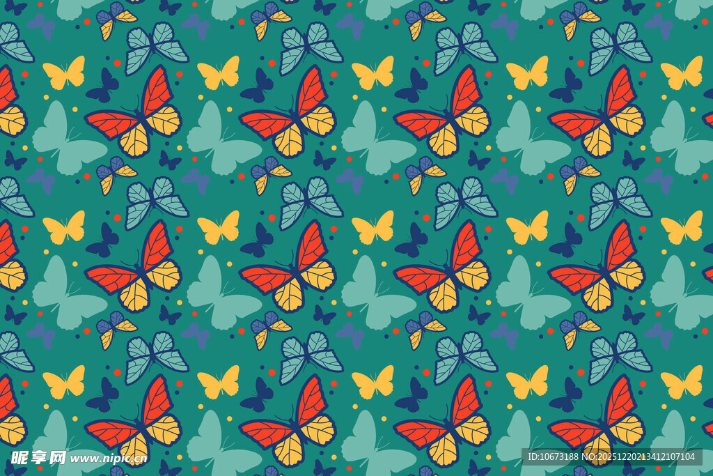 多彩蝴蝶图案的清新背景