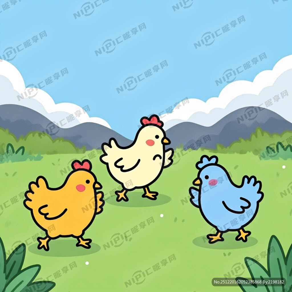 捉鸡游戏 扁平风卡通插画