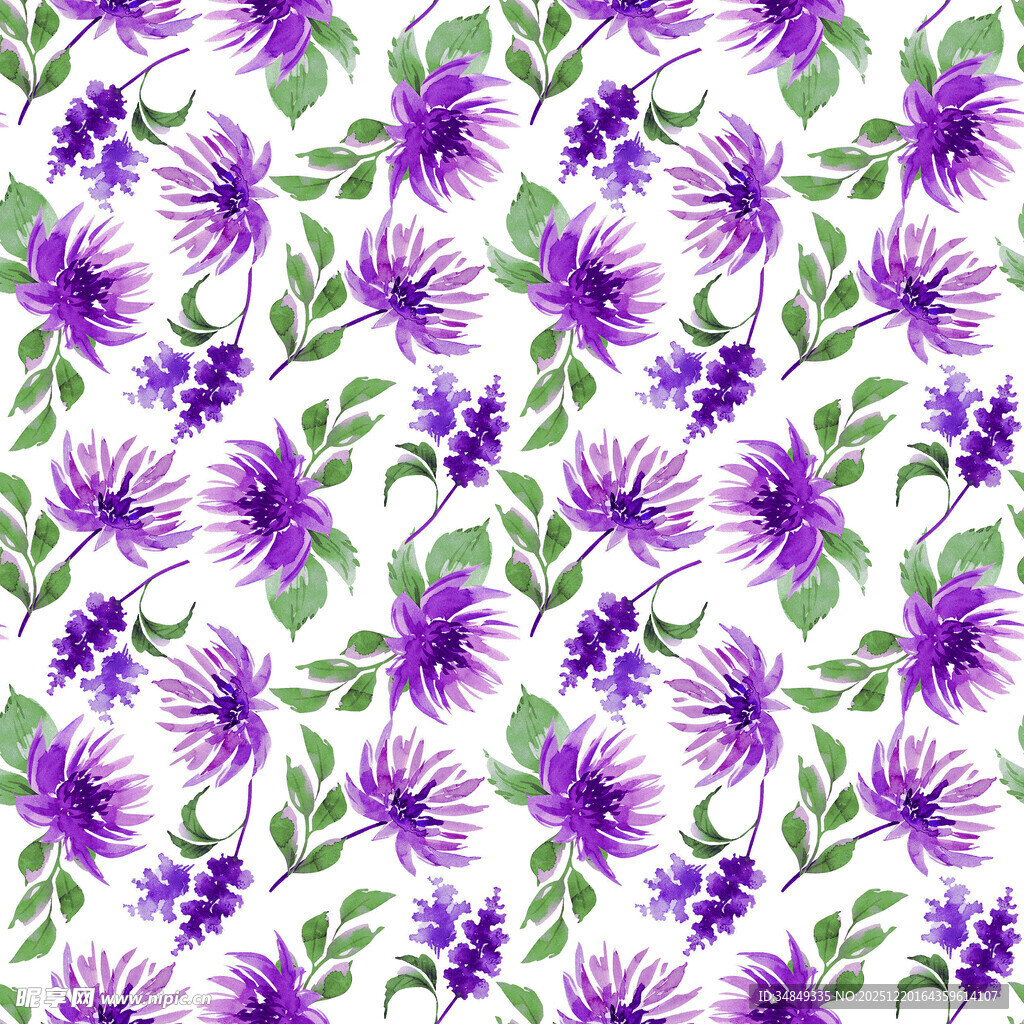 紫色花卉无缝图案背景