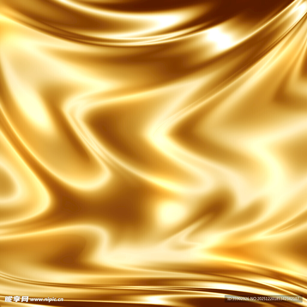 金色流动质感丝绸背景