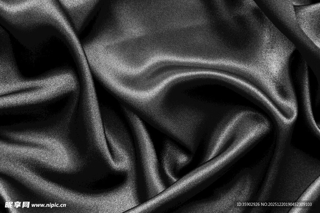 黑色丝绸布料纹理特写