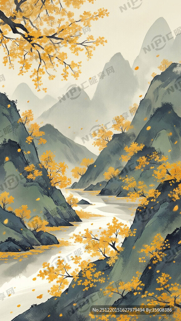 深秋的背景图 树叶变黄掉落