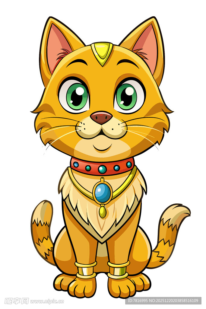 可爱埃及风猫咪插画