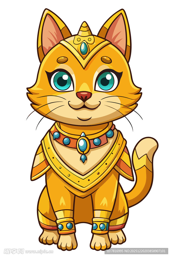埃及风装饰的可爱猫咪
