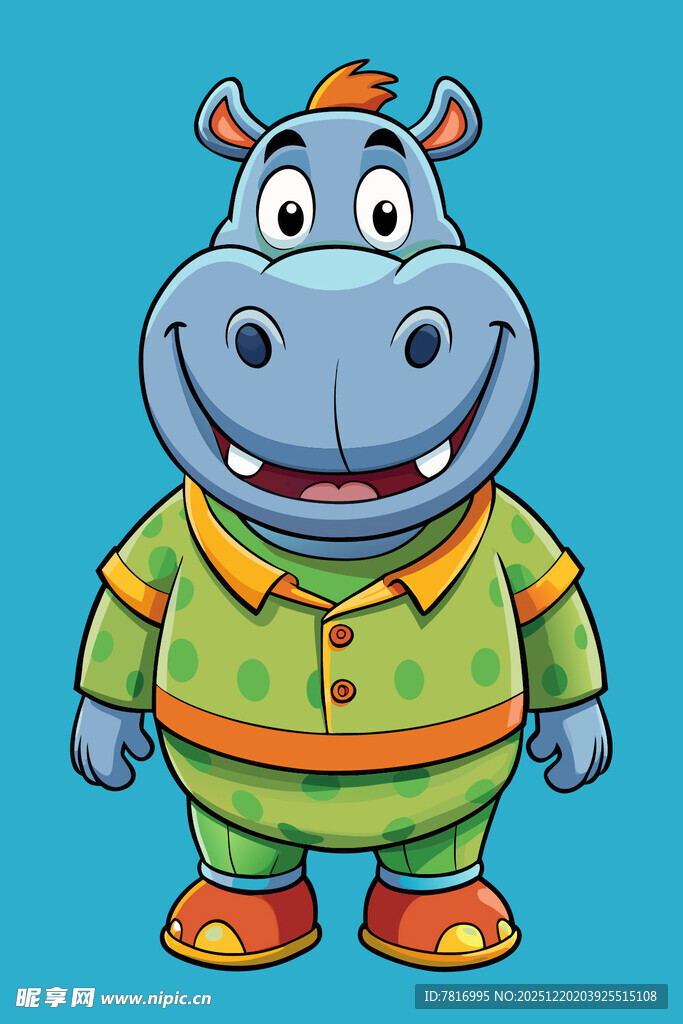 可爱河马卡通形象