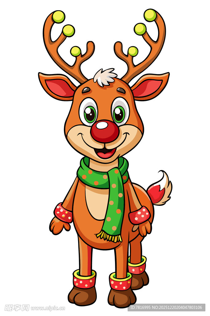 可爱圣诞驯鹿卡通形象