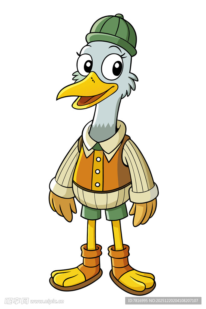 戴帽鸭子卡通形象