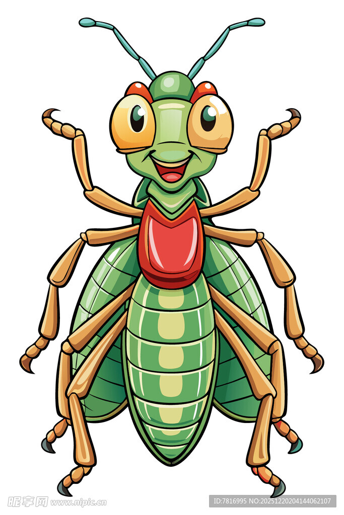 可爱卡通绿色昆虫形象