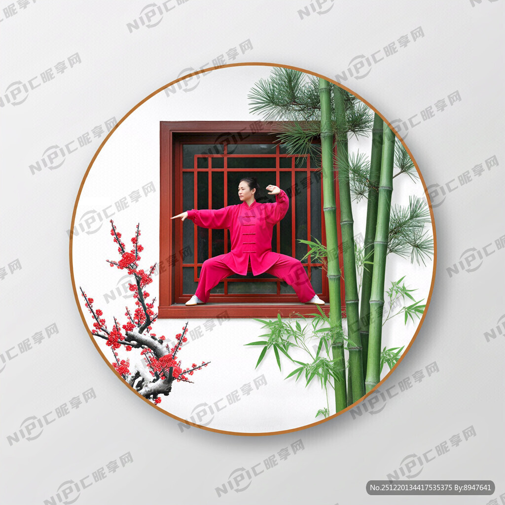 红窗花 太极拳 松竹梅