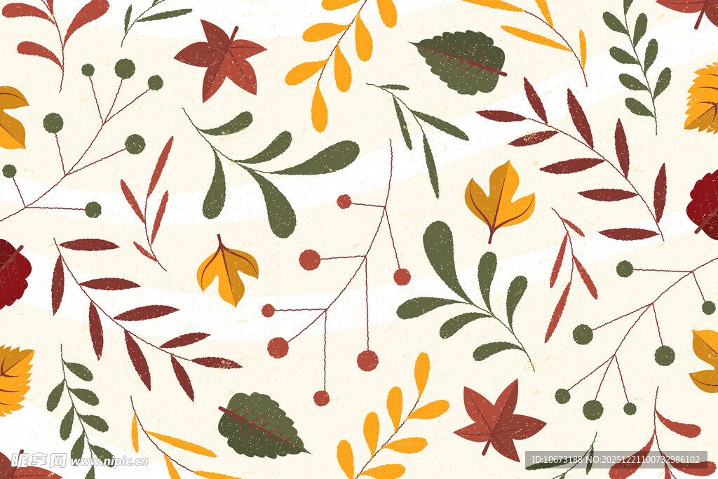 秋季植物花卉无缝图案