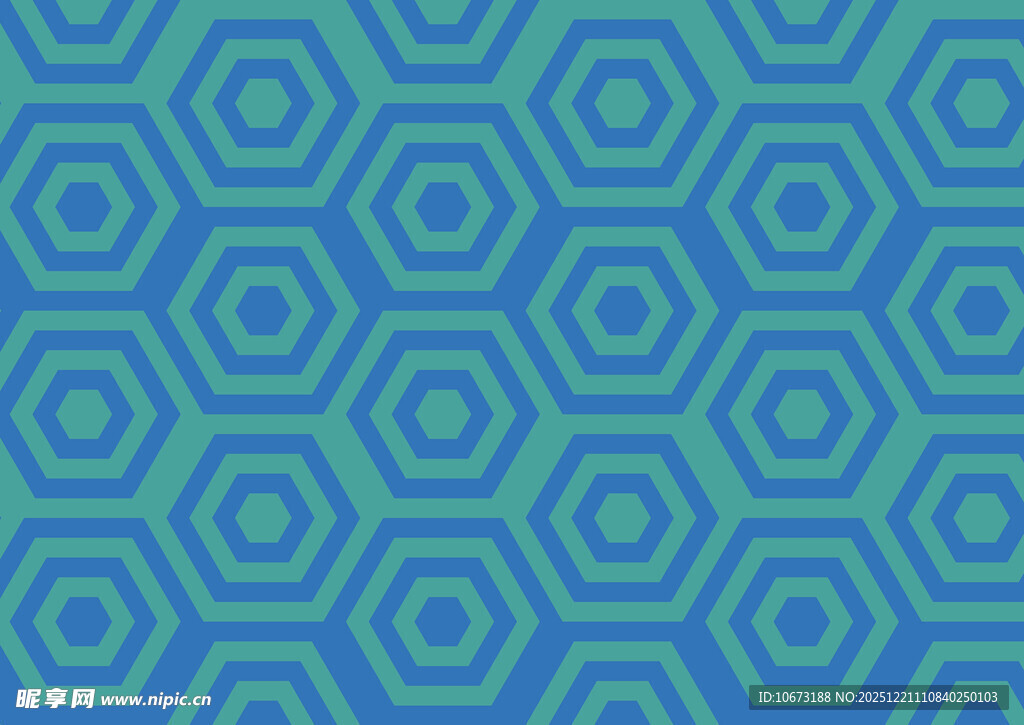 蓝绿渐变六边形几何图案