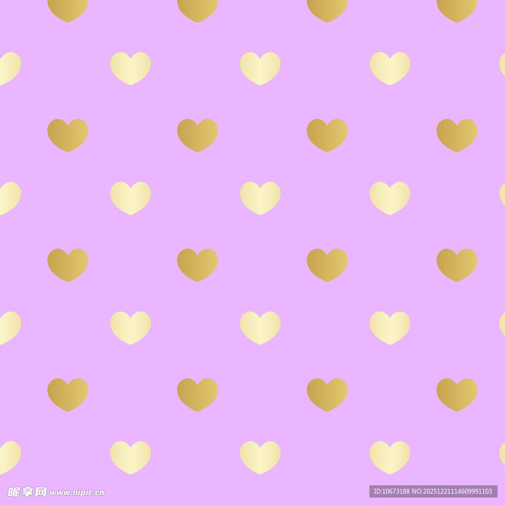 淡紫色底金色心形图案