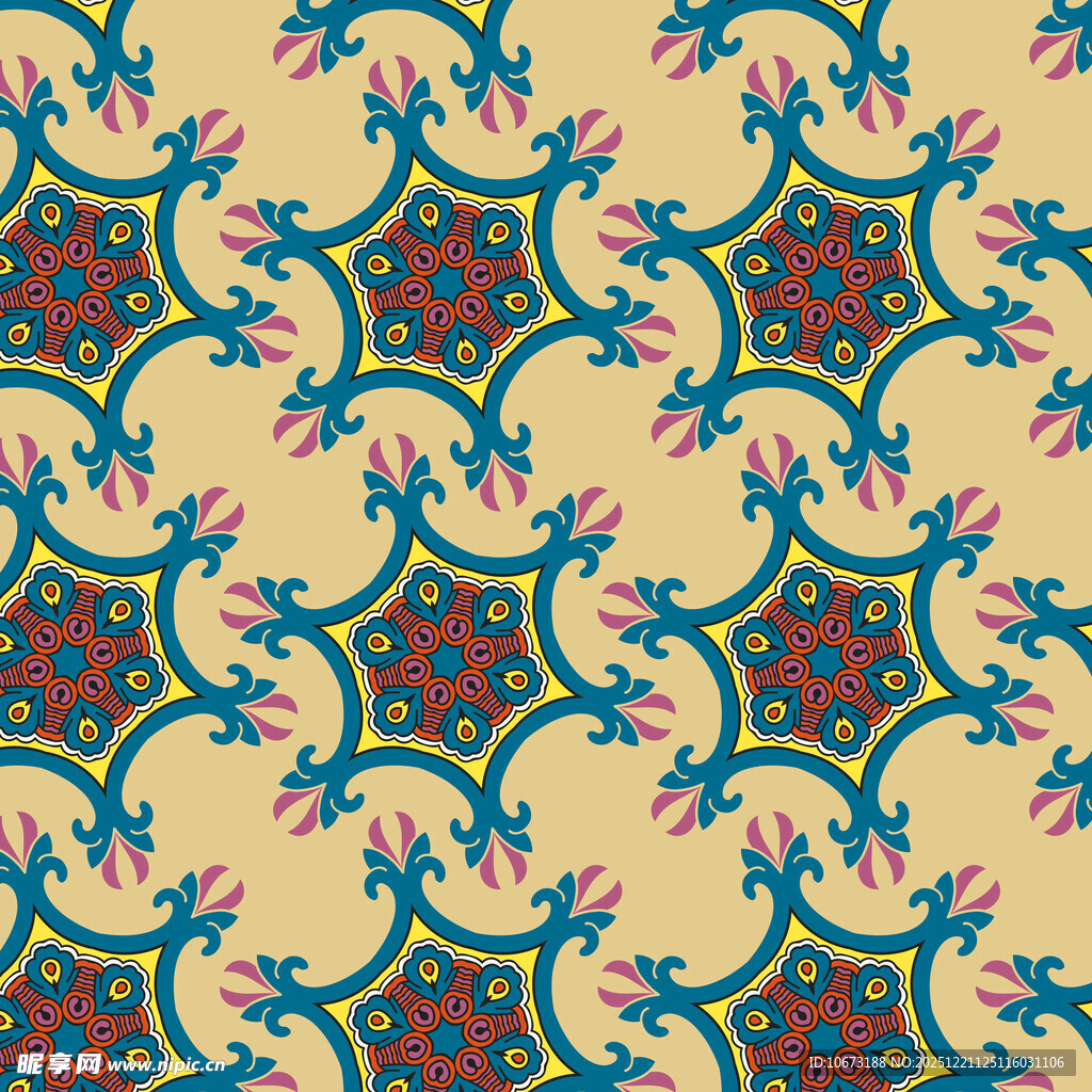 复古几何花卉图案背景