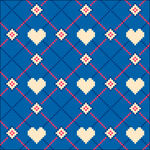 蓝色爱心格纹图案背景