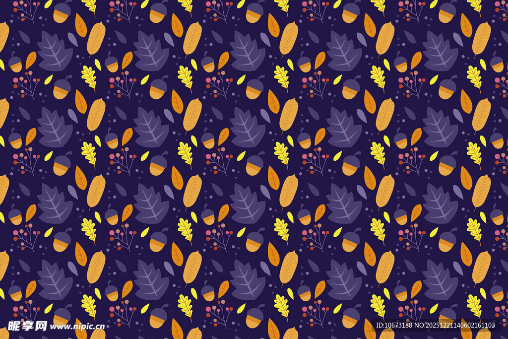 紫色底多彩叶子图案纹理