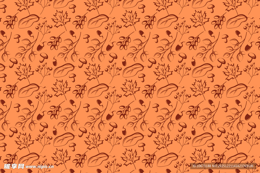 橙色花卉图案纹理背景