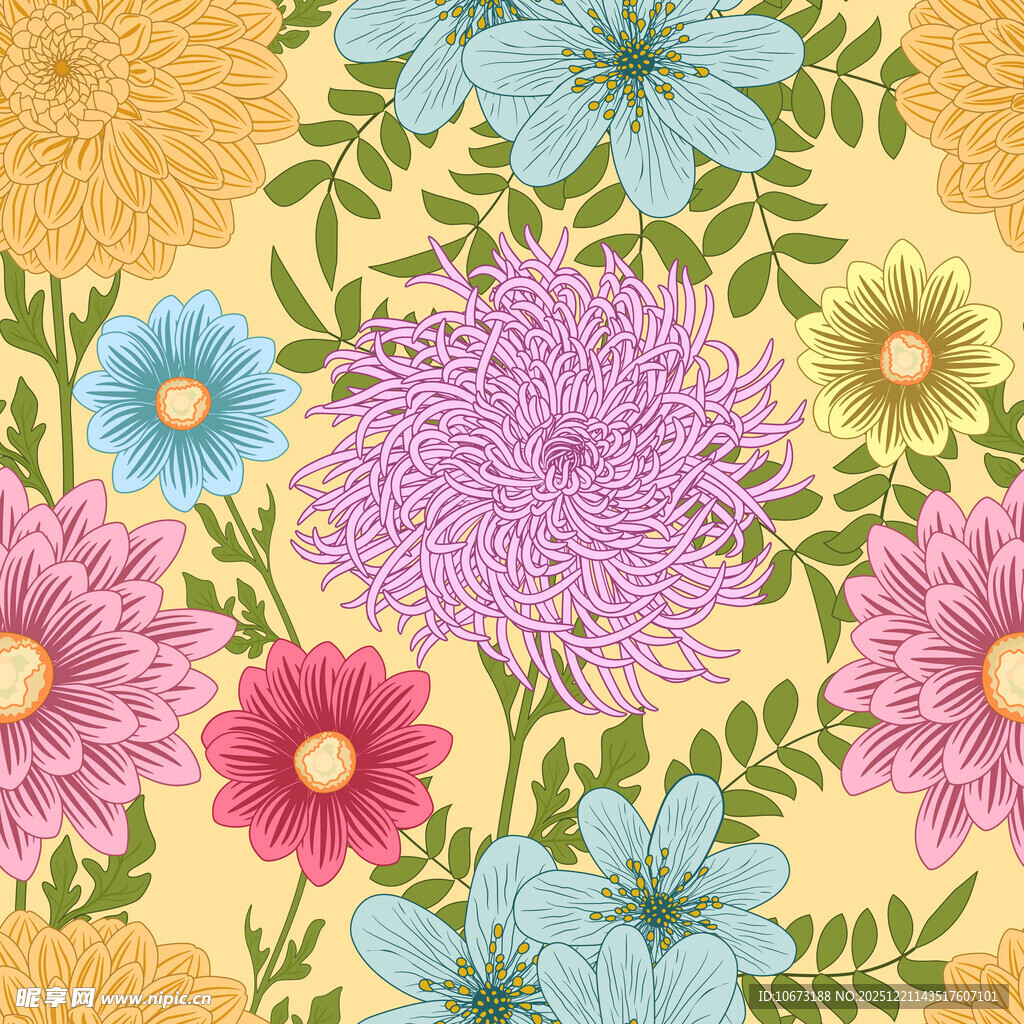 多彩花卉图案背景