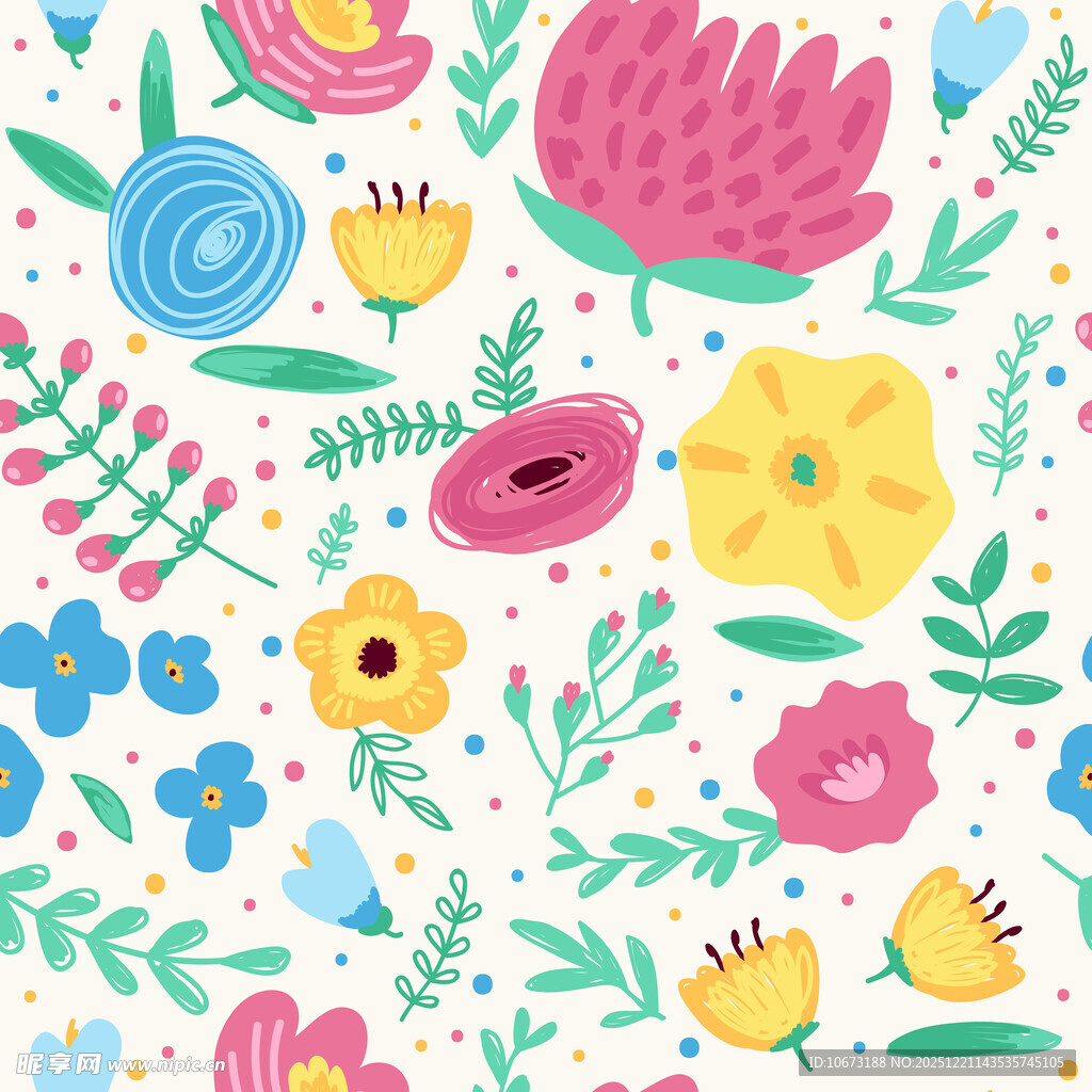 多彩手绘花卉图案背景