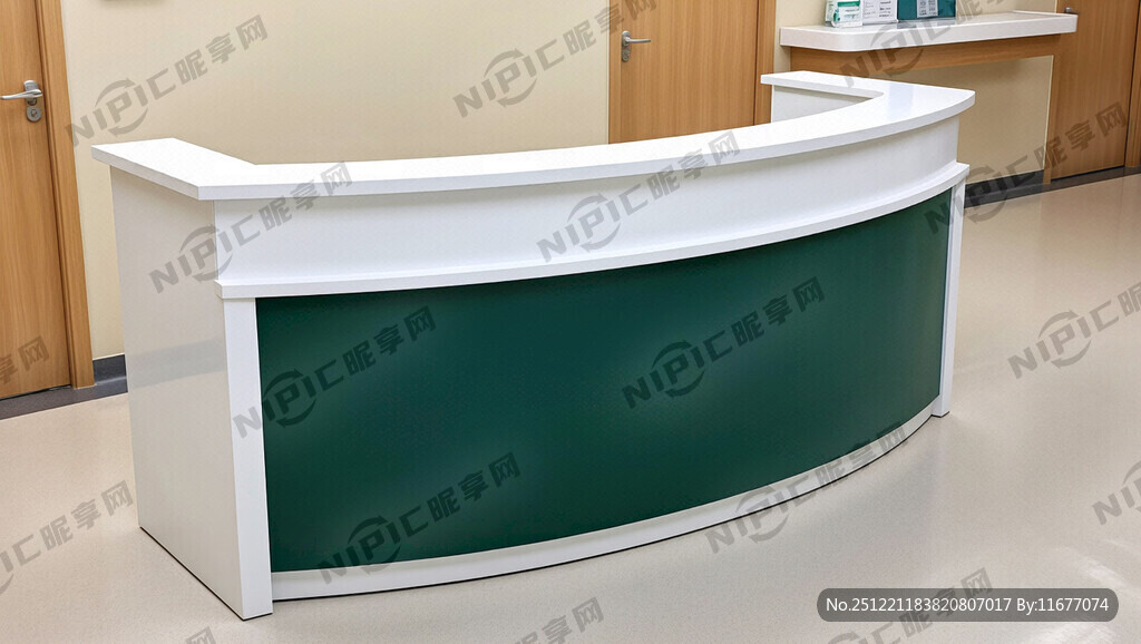 导医台主体白色 搭配墨绿色