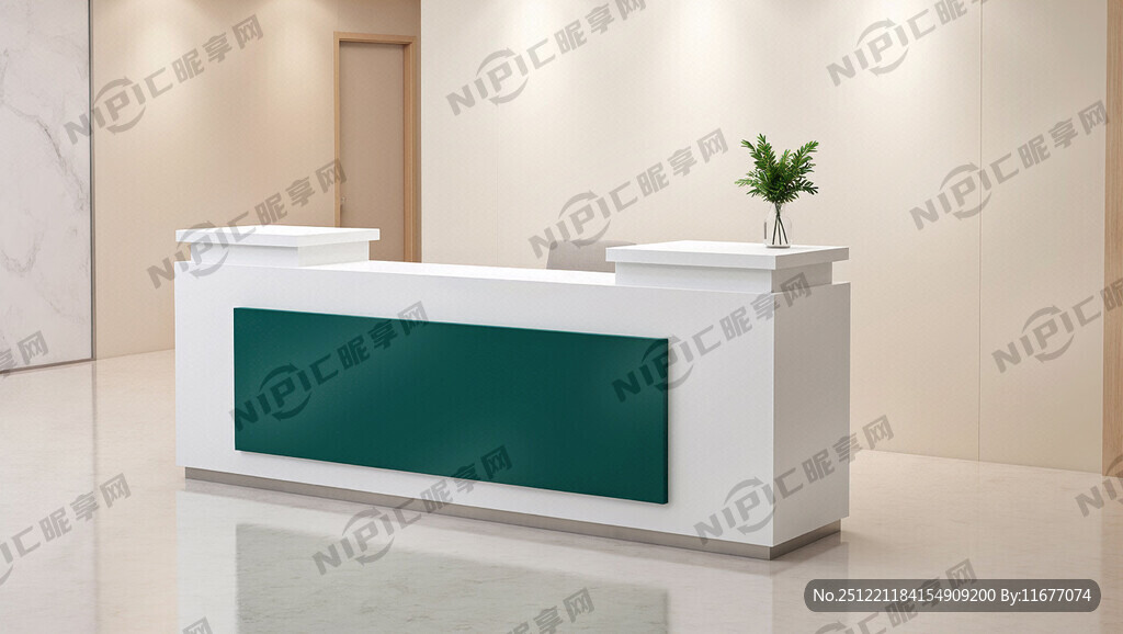 导医台主体白色 搭配少量墨绿色