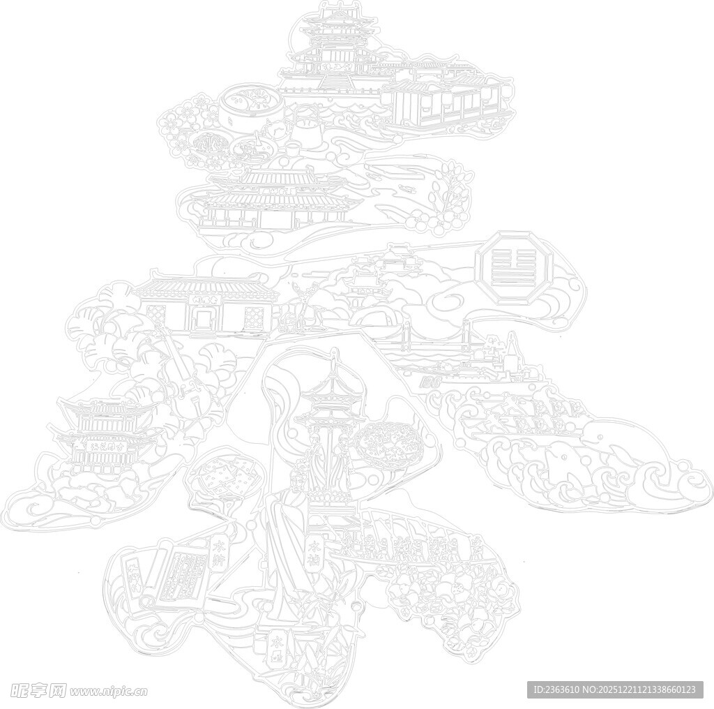 传统剪纸立体泰字图案