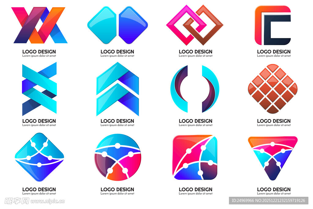 多样创意几何企业标志设计