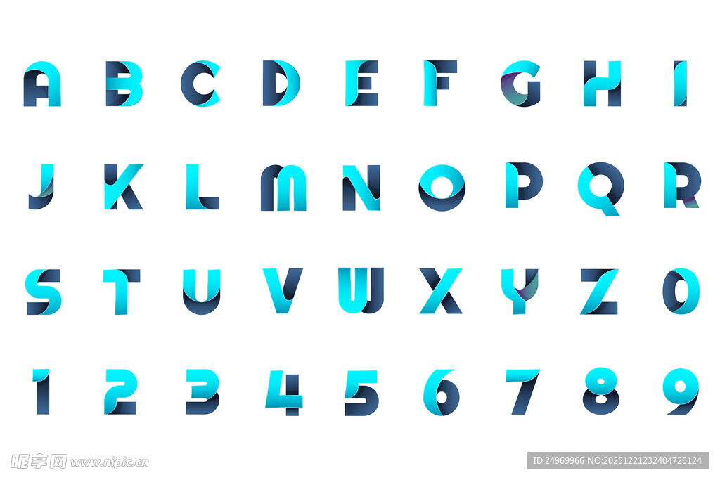 蓝色立体字母数字组合