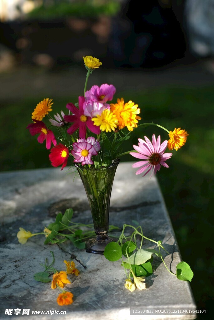 花瓶中的多彩鲜花
