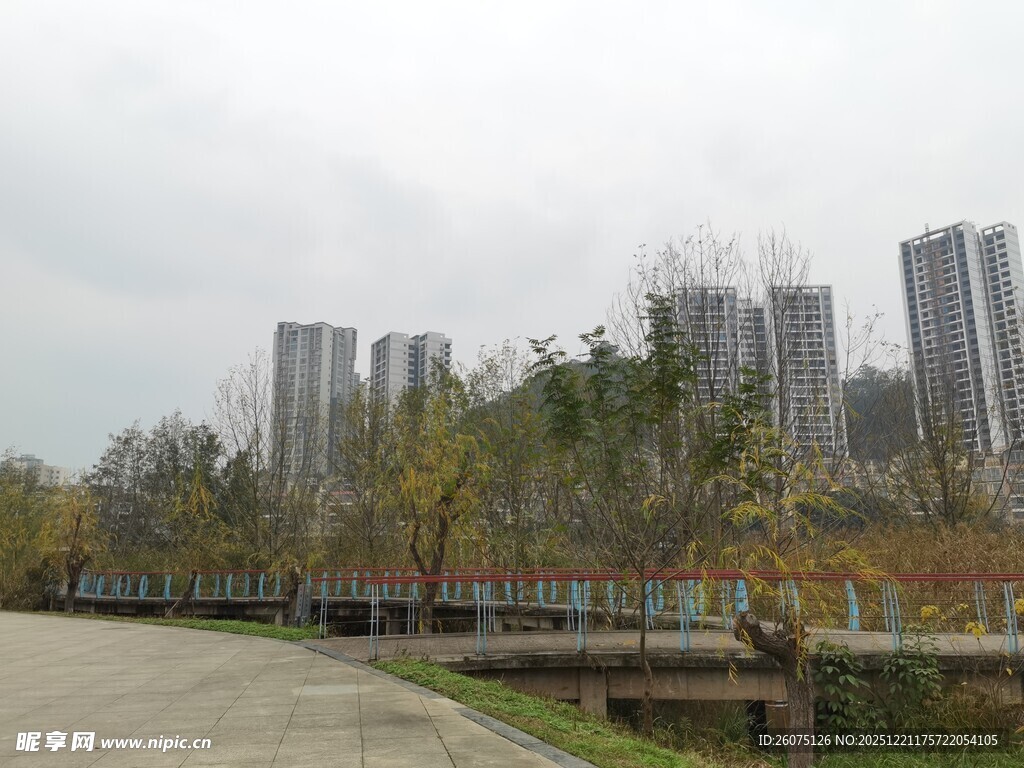 城市旁的自然景观道路