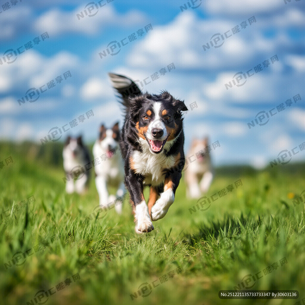 一群狗追跑  无字