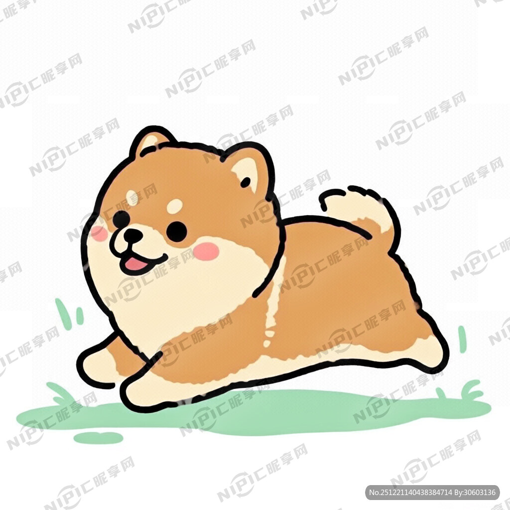 一只可爱的博美犬侧面图追跑 