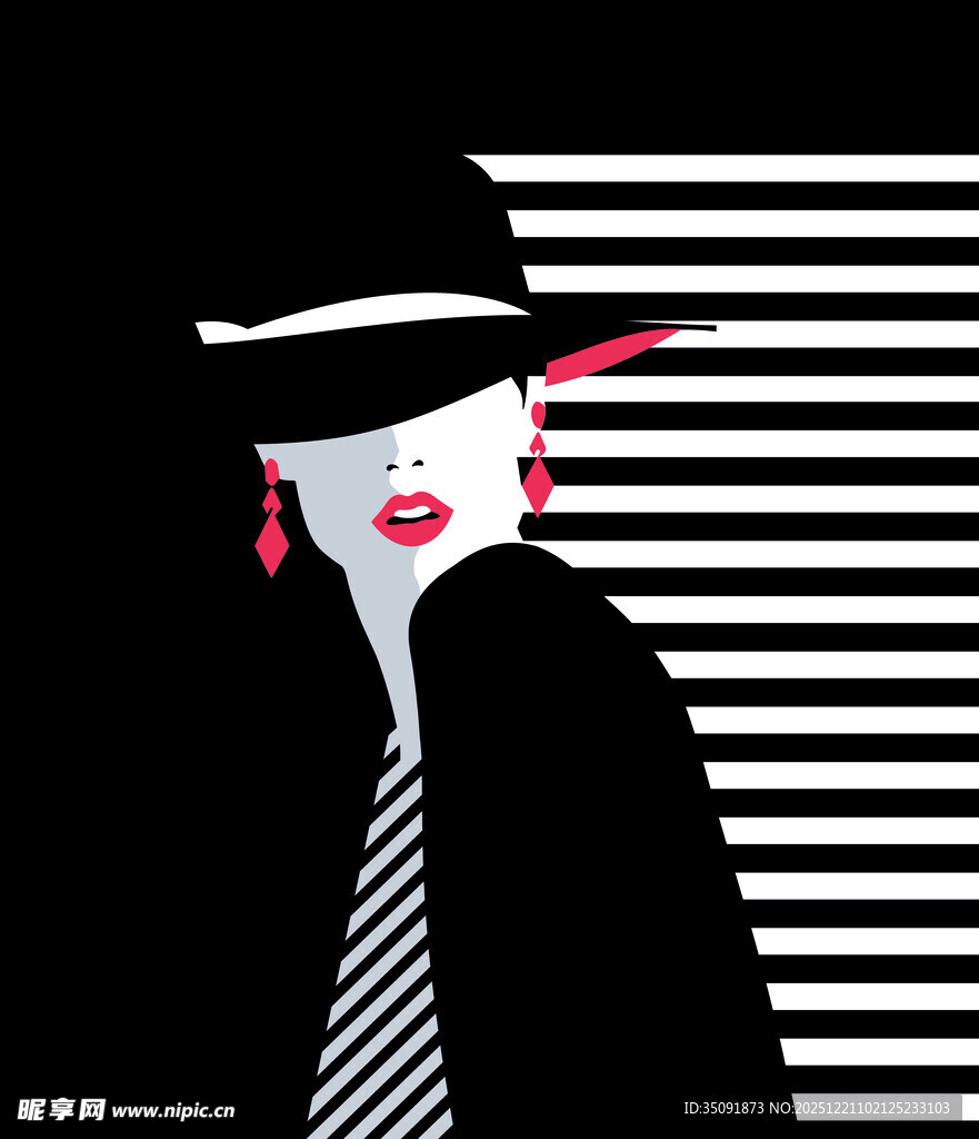 时尚黑白风女性优雅形象