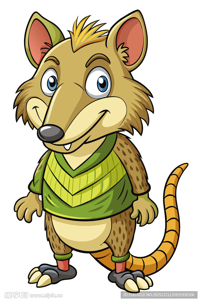 穿绿衣的可爱卡通小老鼠