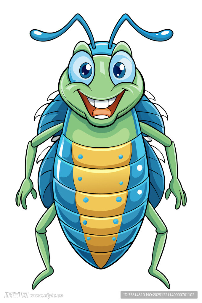 可爱卡通绿色甲虫形象