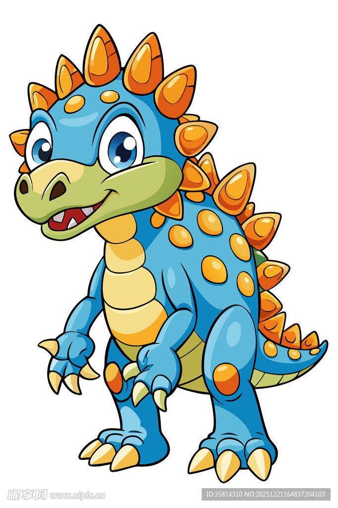 可爱蓝色恐龙卡通形象