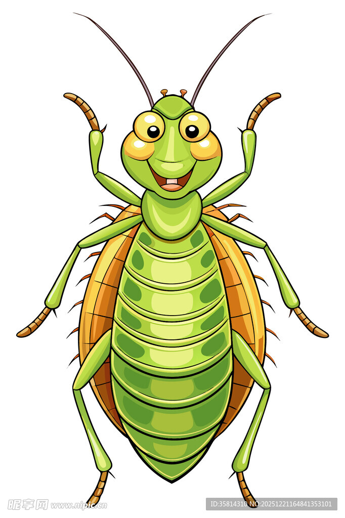 可爱绿色卡通蟑螂形象