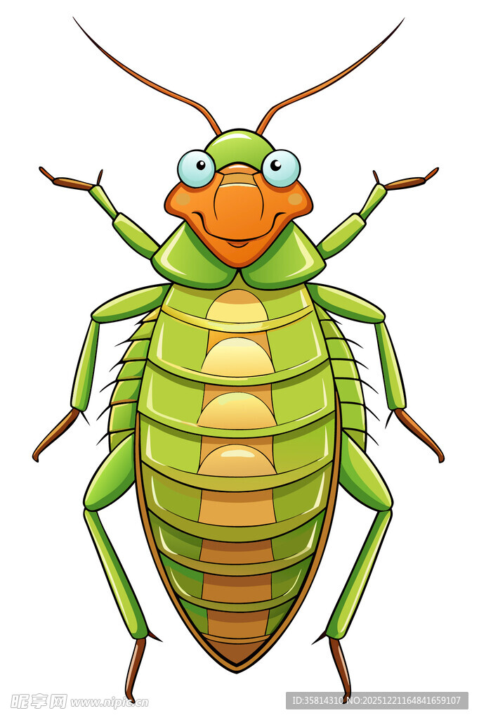 可爱绿色卡通昆虫形象