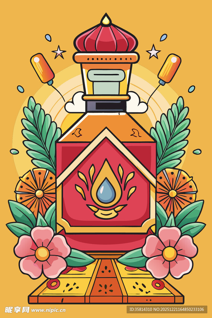 复古风中式鸟屋插画