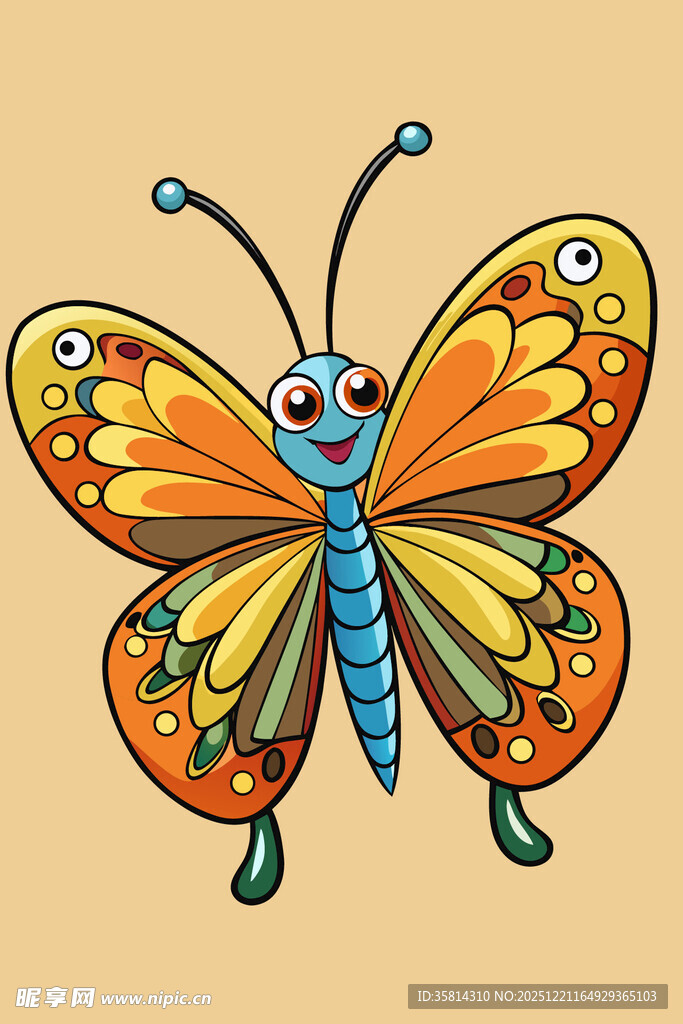 可爱彩色卡通蝴蝶形象
