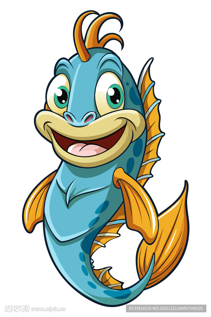 可爱蓝色卡通鱼形象