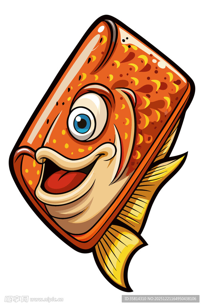 卡通橙色微笑小鱼形象