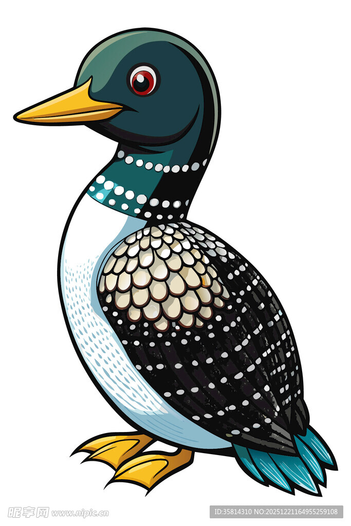 彩色斑点鸭插画