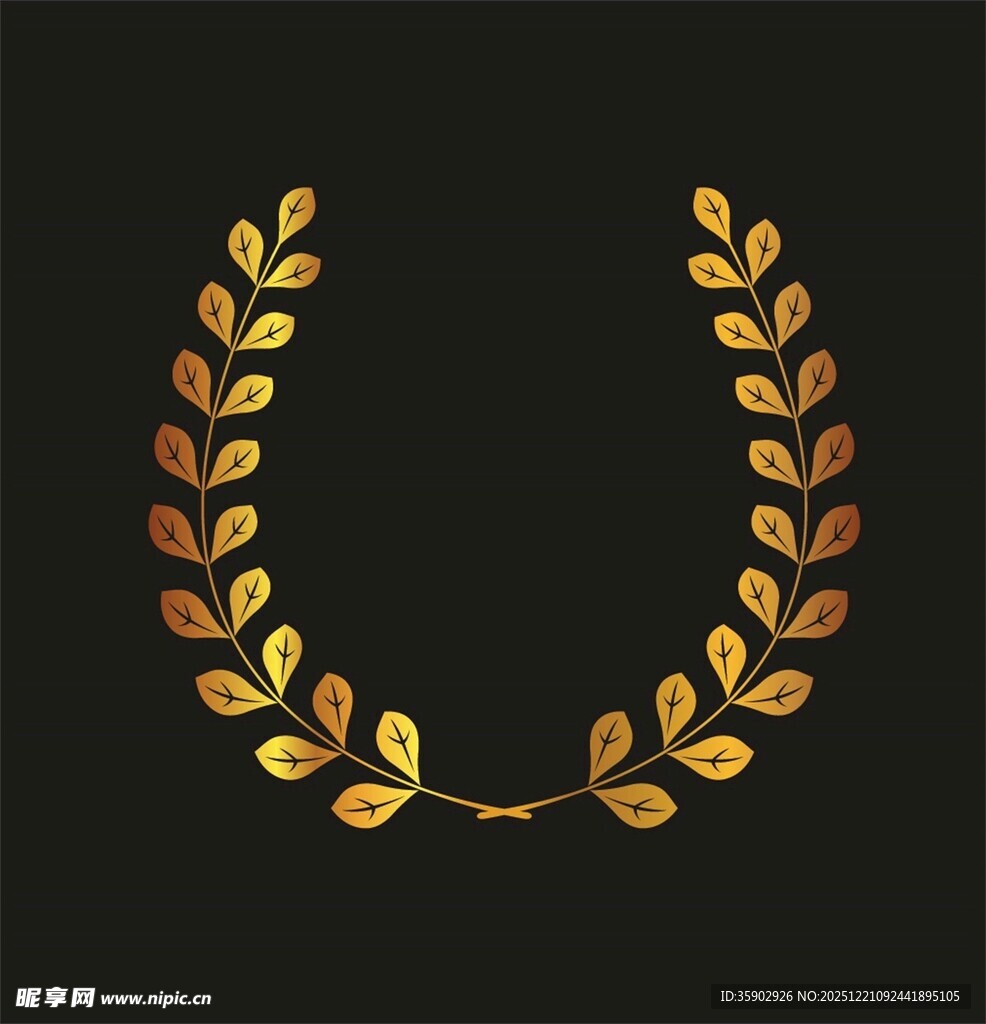 金色麦穗花环装饰图案