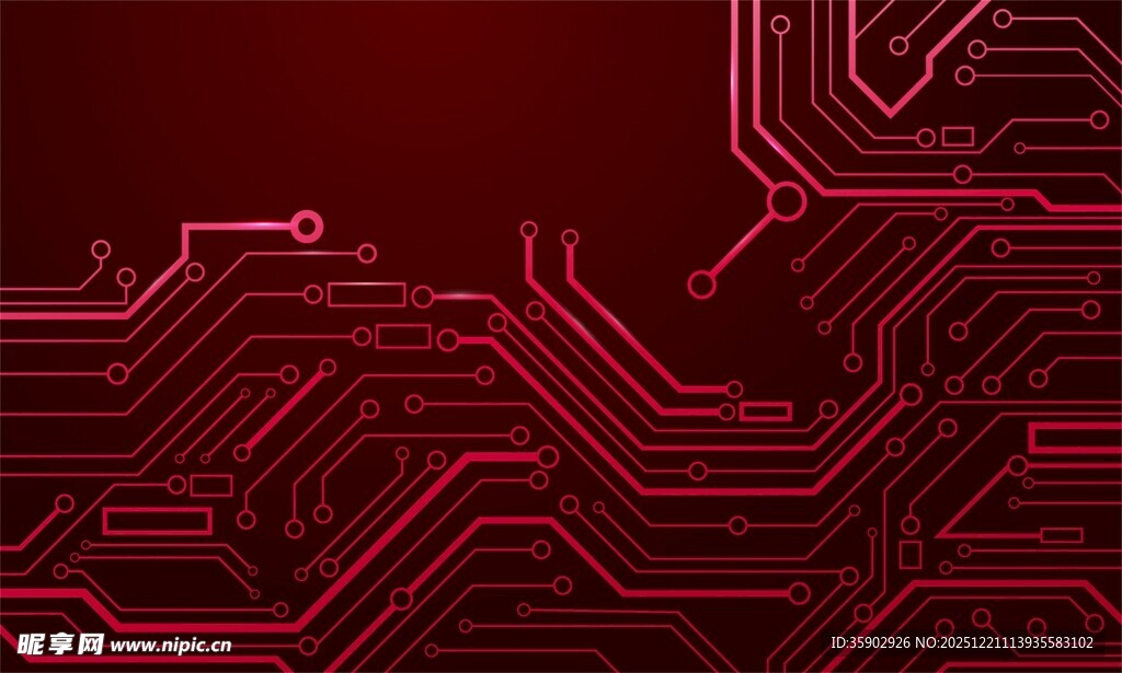 红色科技风电路板图案